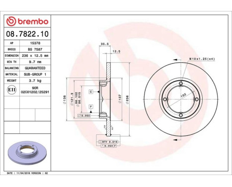 Bromsskiva 08.7822.10 Brembo, bild 4