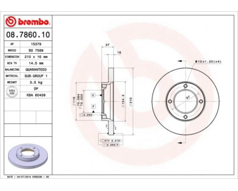 Bromsskiva 08.7860.10 Brembo, bild 3