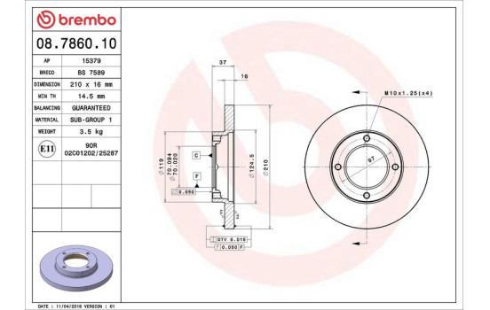 Bromsskiva 08.7860.10 Brembo, bild 4