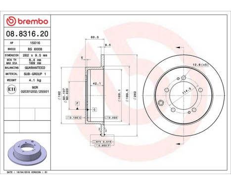 Bromsskiva 08.8316.20 Brembo, bild 3