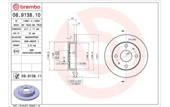 Bromsskiva 08.9138.10 Brembo, bild 4