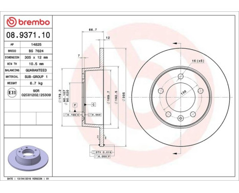 Bromsskiva 08.9371.10 Brembo, bild 4
