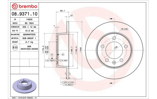 Bromsskiva 08.9371.10 Brembo, bild 4