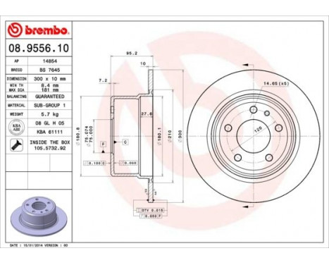 Bromsskiva 08.9556.10 Brembo, bild 3