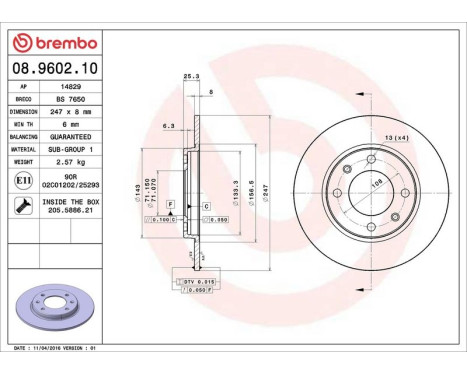 Bromsskiva 08.9602.10 Brembo, bild 4
