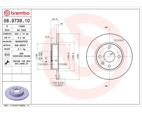 Bromsskiva 08.9739.10 Brembo, bild 4