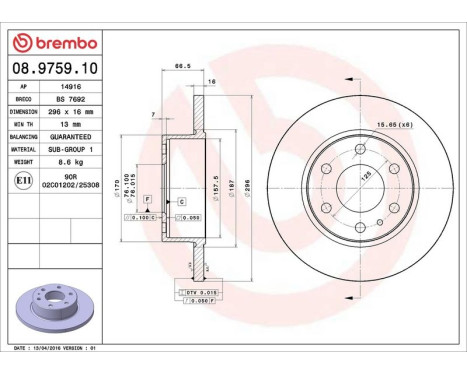 Bromsskiva 08.9759.10 Brembo, bild 3