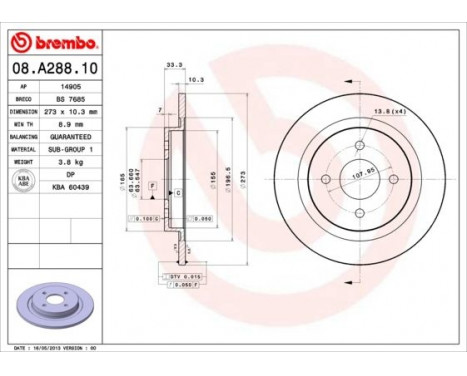 Bromsskiva 08.A288.10 Brembo, bild 2