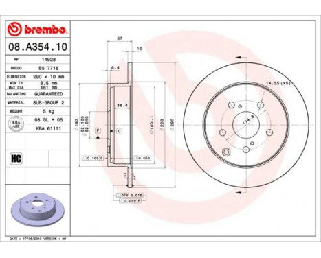 Bromsskiva 08.A354.10 Brembo, bild 2