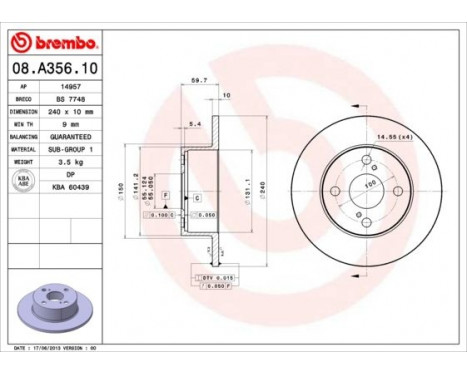 Bromsskiva 08.A356.10 Brembo, bild 2