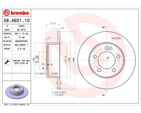 Bromsskiva 08.A651.10 Brembo, bild 2