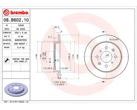 Bromsskiva 08.B602.10 Brembo, bild 2