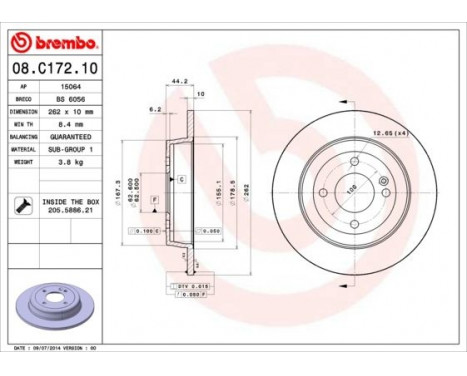 Bromsskiva 08.C172.10 Brembo, bild 2