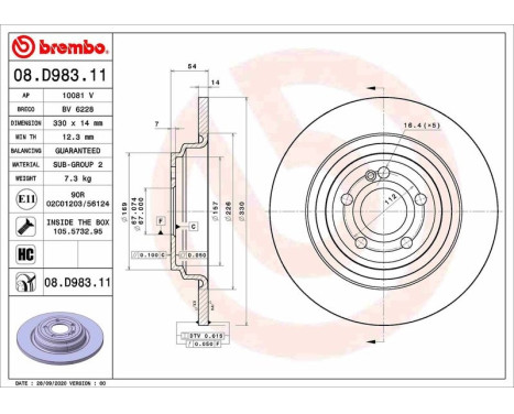 Bromsskiva 08.D983.11 Brembo