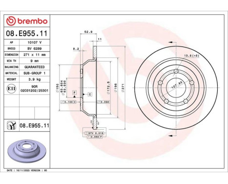 Bromsskiva 08.E955.11 Brembo