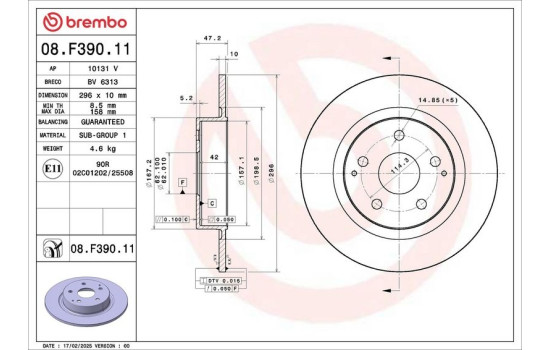 Bromsskiva 08.F390.11 Brembo