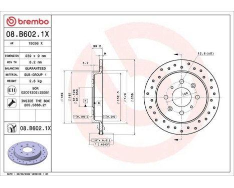 Bromsskiva 08B6021X Brembo