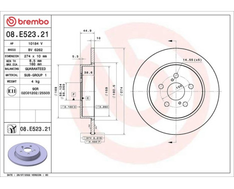 Bromsskiva 08E52321 Brembo, bild 2