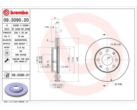 Bromsskiva 09.3090.20 Brembo, bild 3