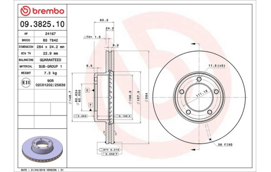 Bromsskiva 09.3825.10 Brembo, bild 4