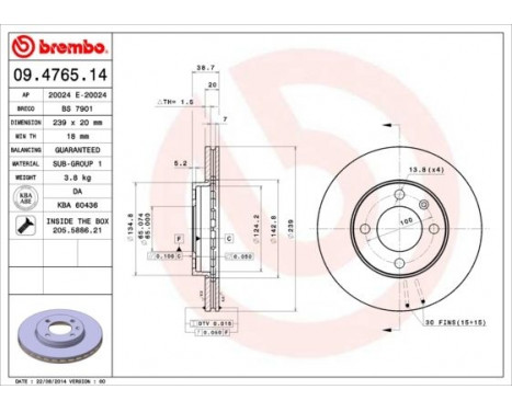 Bromsskiva 09.4765.14 Brembo, bild 3