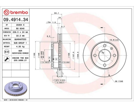 Bromsskiva 09.4914.34 Brembo, bild 4