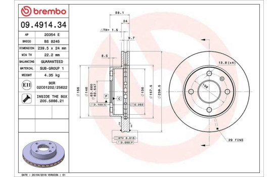 Bromsskiva 09.4914.34 Brembo, bild 4