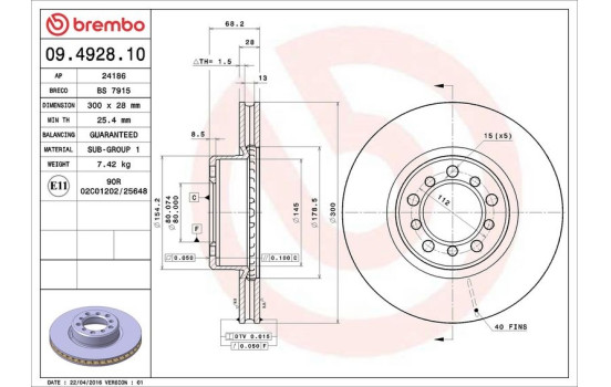 Bromsskiva 09.4928.10 Brembo, bild 4
