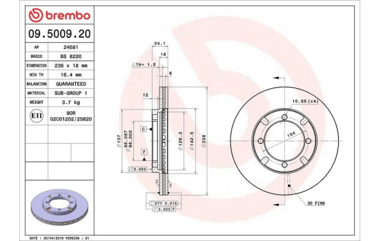 Bromsskiva 09.5009.20 Brembo, bild 4