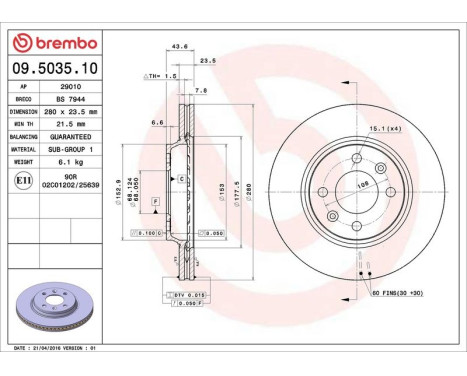 Bromsskiva 09.5035.10 Brembo, bild 4