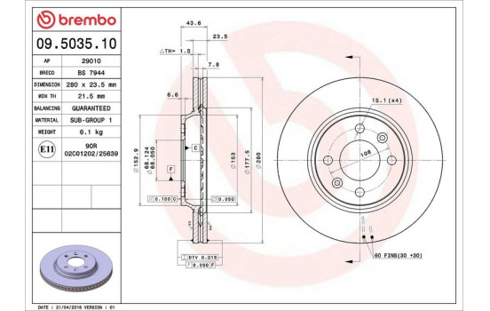 Bromsskiva 09.5035.10 Brembo, bild 4
