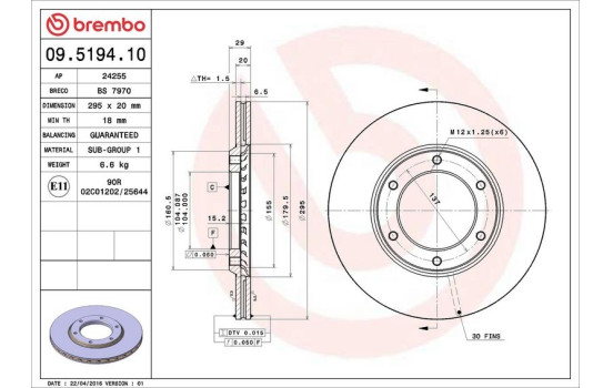 Bromsskiva 09.5194.10 Brembo, bild 4