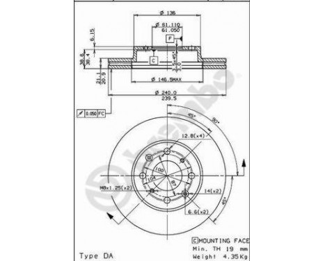 Bromsskiva 09.5285.10 Brembo, bild 2