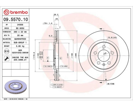 Bromsskiva 09.5570.10 Brembo, bild 4
