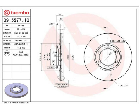 Bromsskiva 09.5577.10 Brembo, bild 4