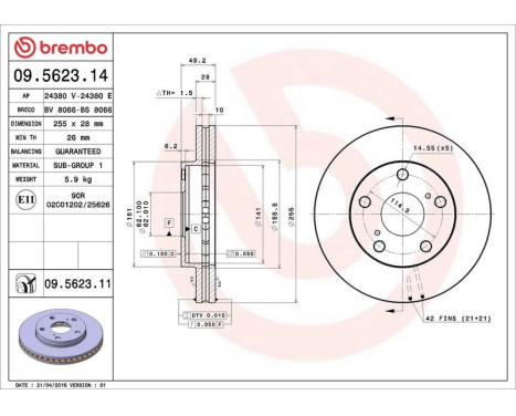 Bromsskiva 09.5623.14 Brembo, bild 4