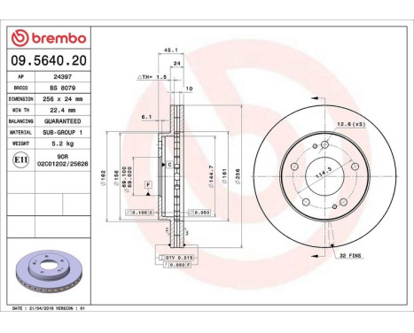 Bromsskiva 09.5640.20 Brembo, bild 4