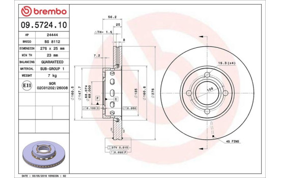 Bromsskiva 09.5724.10 Brembo, bild 4