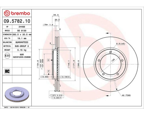 Bromsskiva 09.5782.10 Brembo, bild 4
