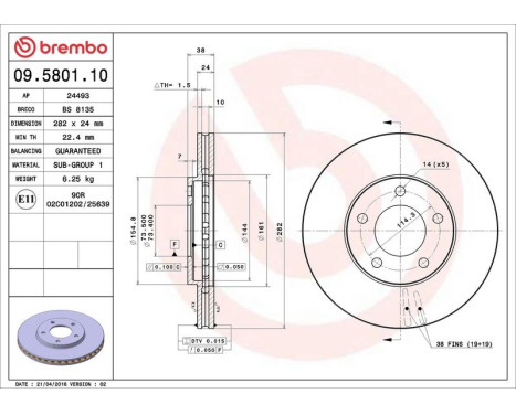 Bromsskiva 09.5801.10 Brembo, bild 4