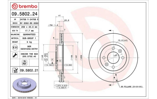 Bromsskiva 09.5802.24 Brembo, bild 4