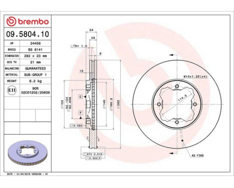 Bromsskiva 09.5804.10 Brembo, bild 4