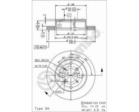 Bromsskiva 09.5857.14 Brembo, bild 2