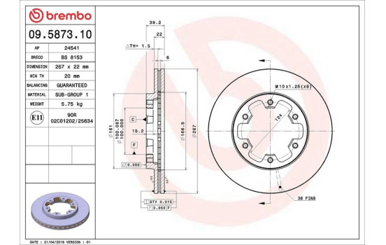 Bromsskiva 09.5873.10 Brembo, bild 4