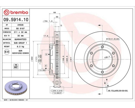 Bromsskiva 09.5914.10 Brembo, bild 4