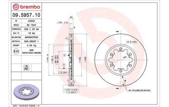 Bromsskiva 09.5957.10 Brembo, bild 4