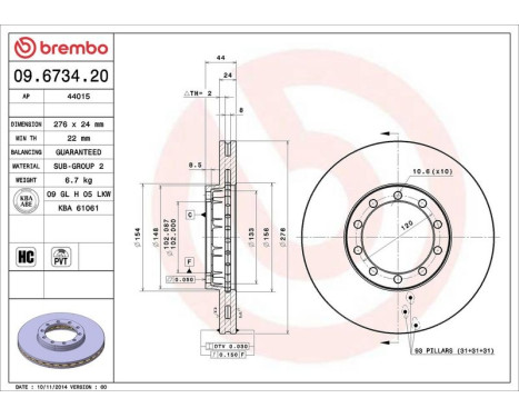 Bromsskiva 09.6734.20 Brembo, bild 3