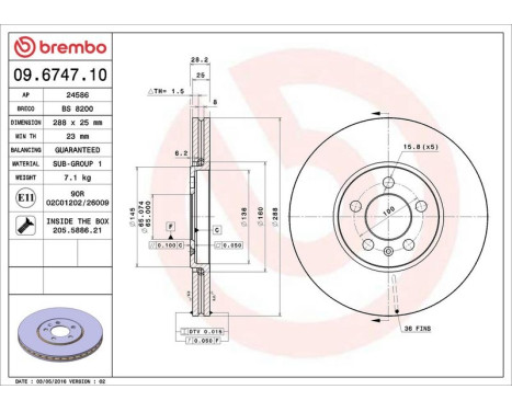Bromsskiva 09.6747.10 Brembo, bild 4