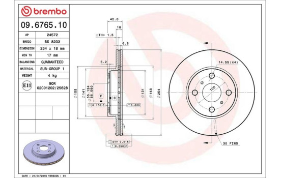 Bromsskiva 09.6765.10 Brembo, bild 4