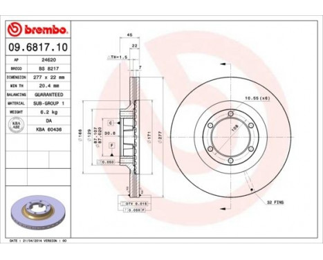 Bromsskiva 09.6817.10 Brembo, bild 3
